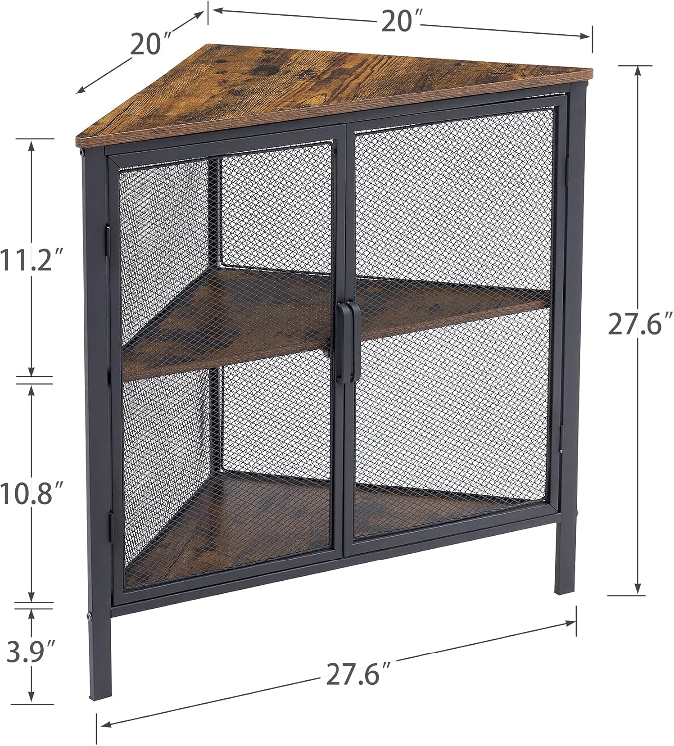 VECELO 3-Tier Corner Shelf Organizer Metal Frame Brown