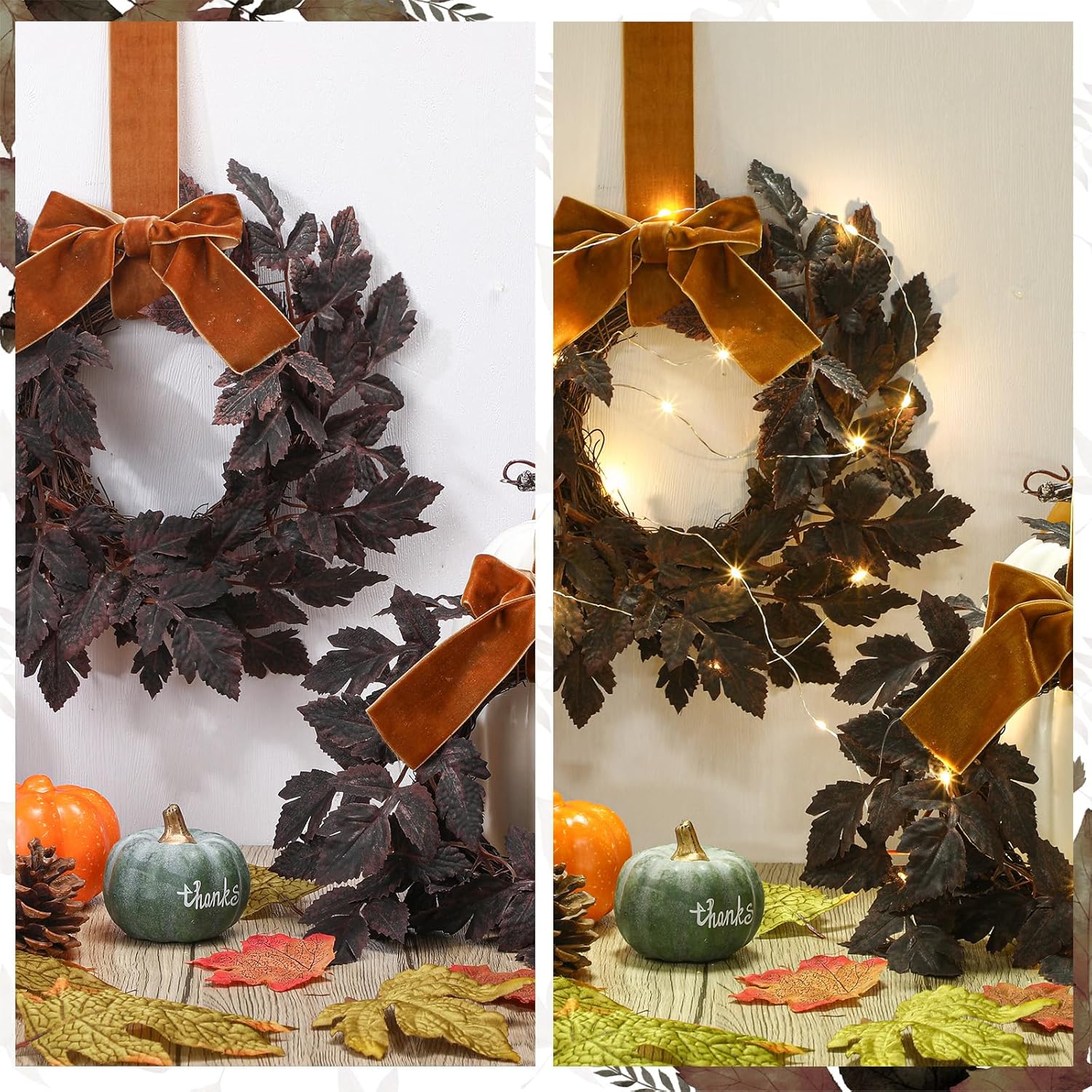 Hoteam 4 Pcs 9 Inch Cimicifuga Leaf Wreath Set