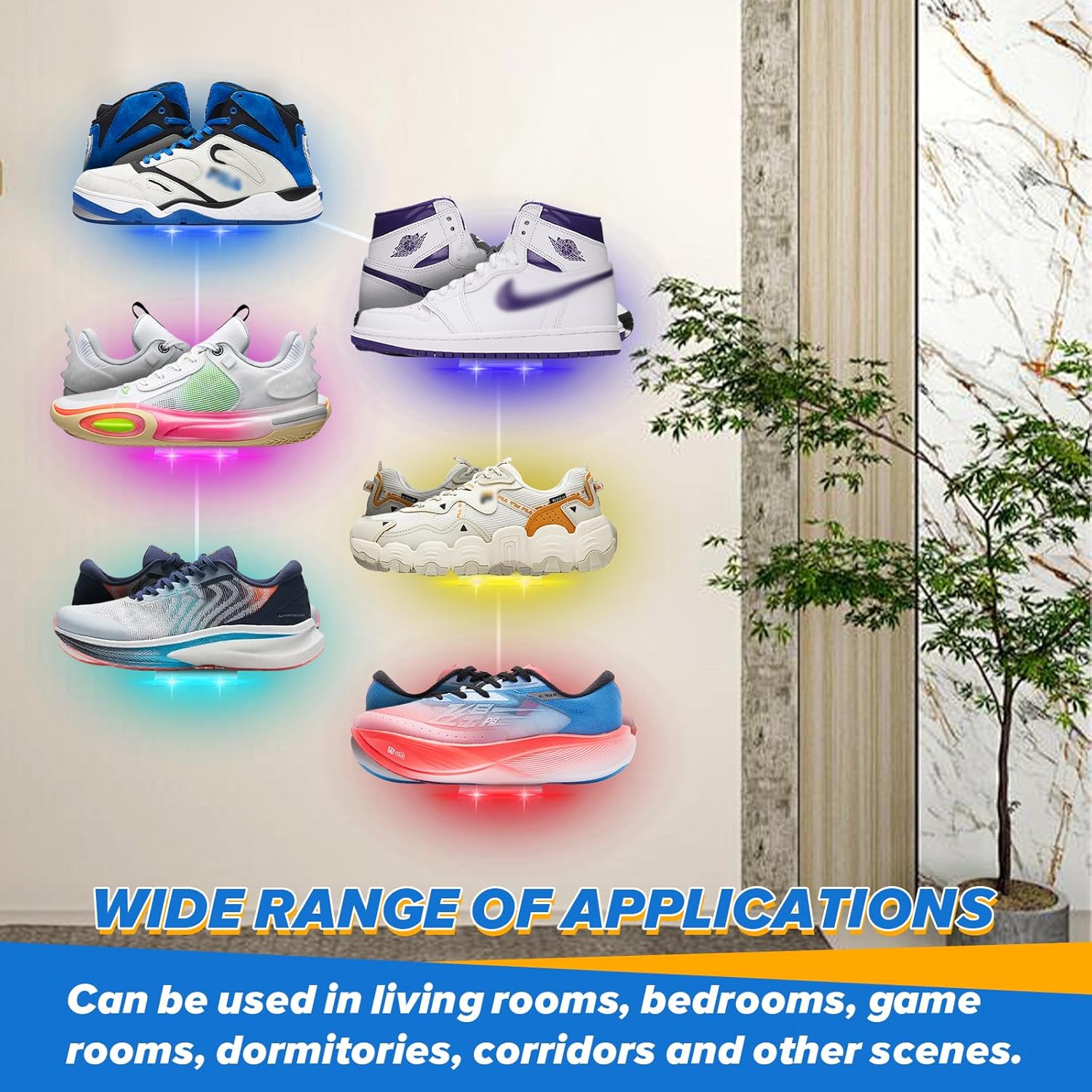 6Pcs Floating Shoe Display Shelf with LED Lights