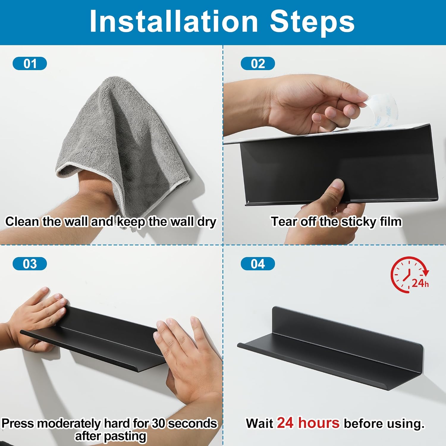 SAYAYO Black Floating Shelves for Wall Storage 2pcs