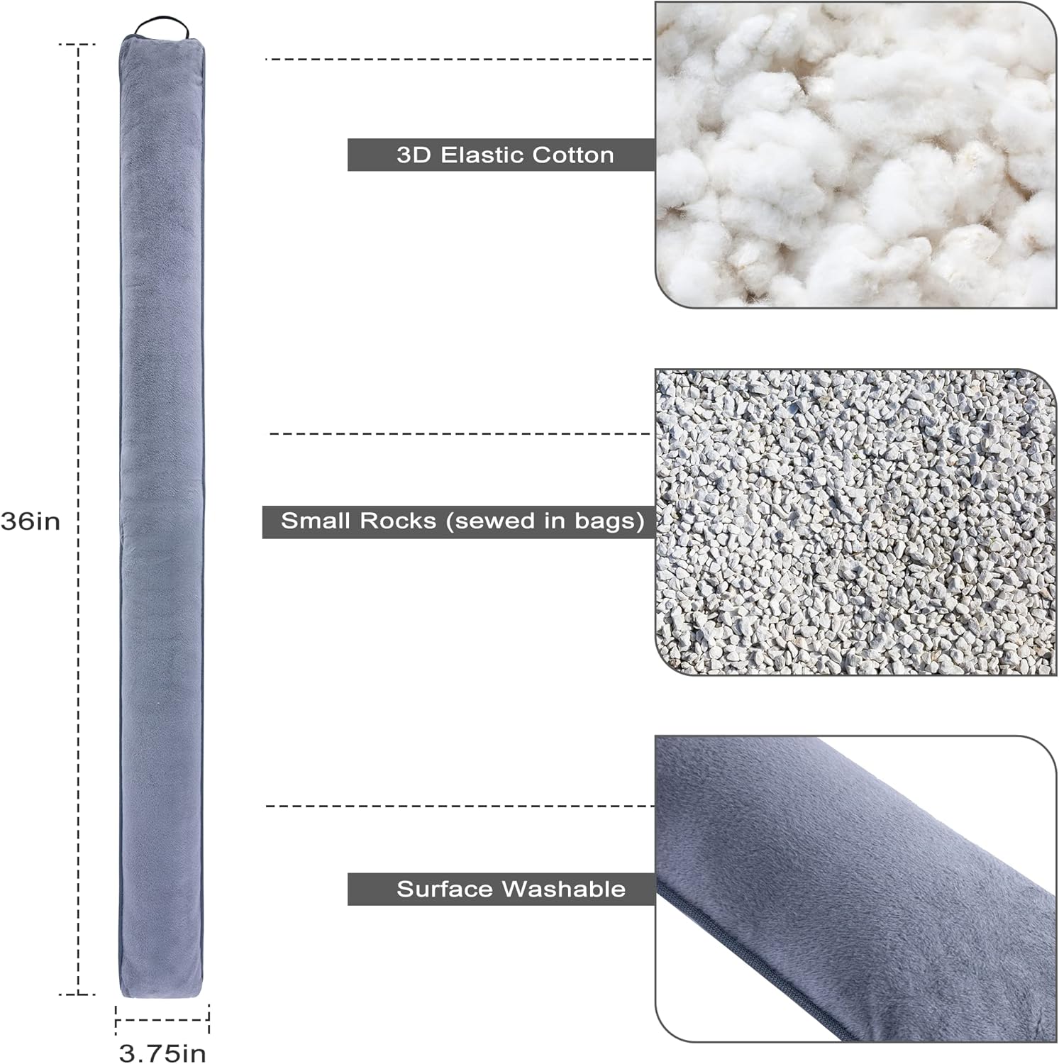 My OLi 36 Inch Under Door Draft Stopper - Light Gray