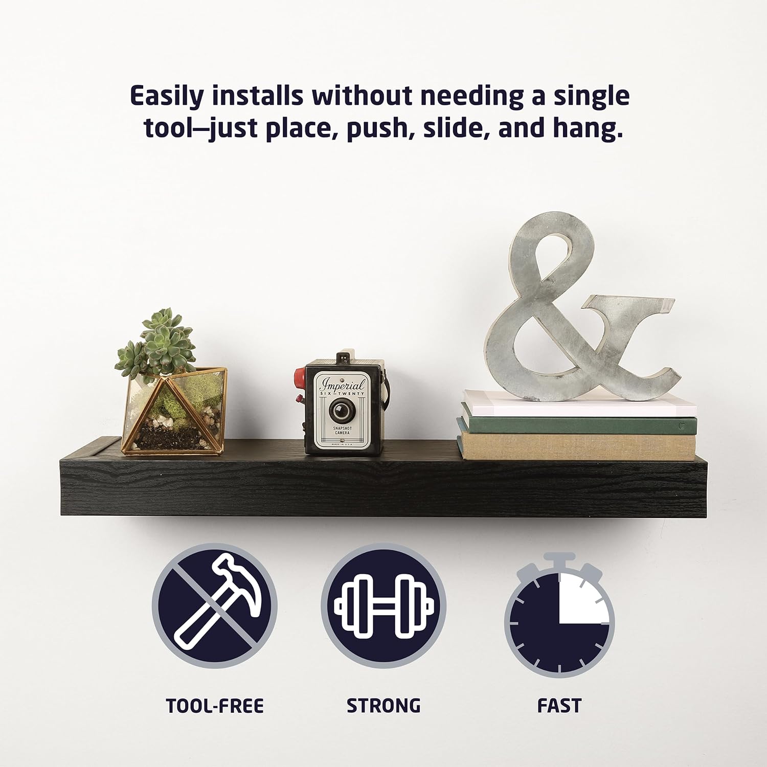 HIGH MIGHTY 36 Inch Floating Shelf Black 25lbs