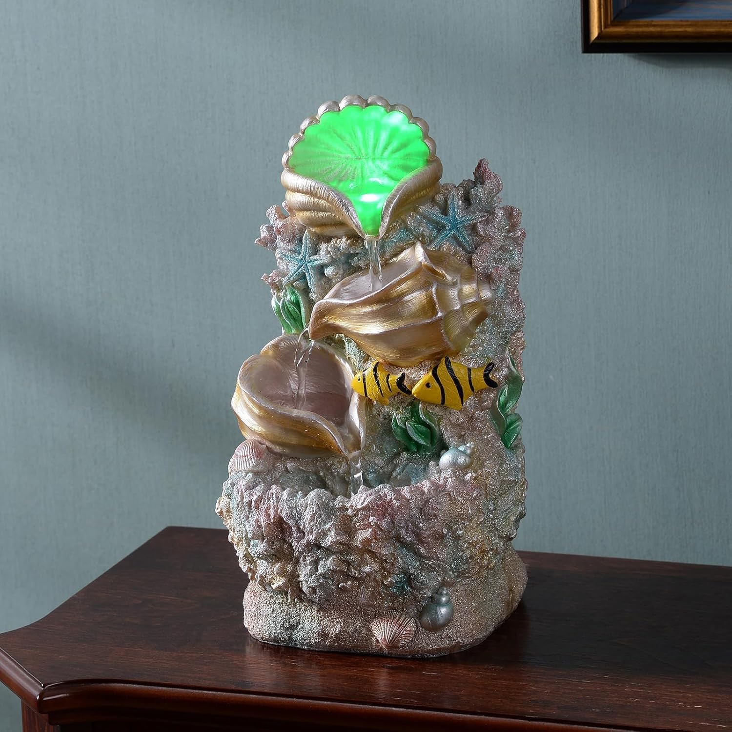 GOSSI Themed Coral Shell Fountain with LED Lights