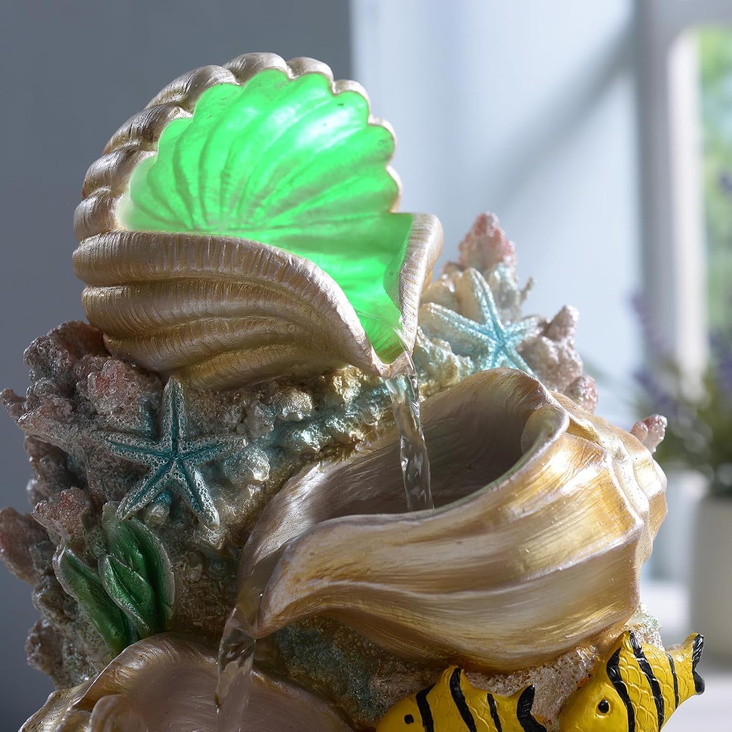 GOSSI Themed Coral Shell Fountain with LED Lights
