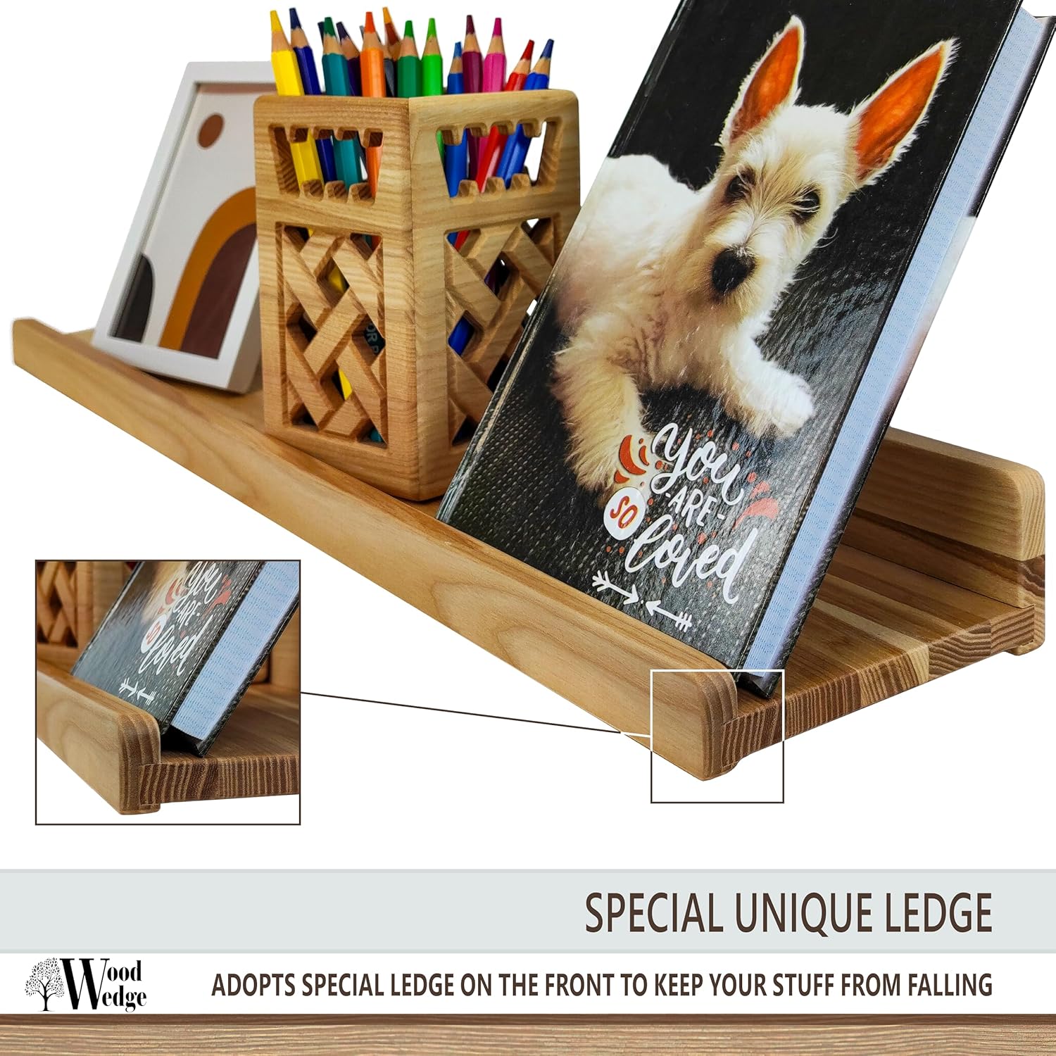 Wood Wedge Floating Shelves 16 Inch Set of 2