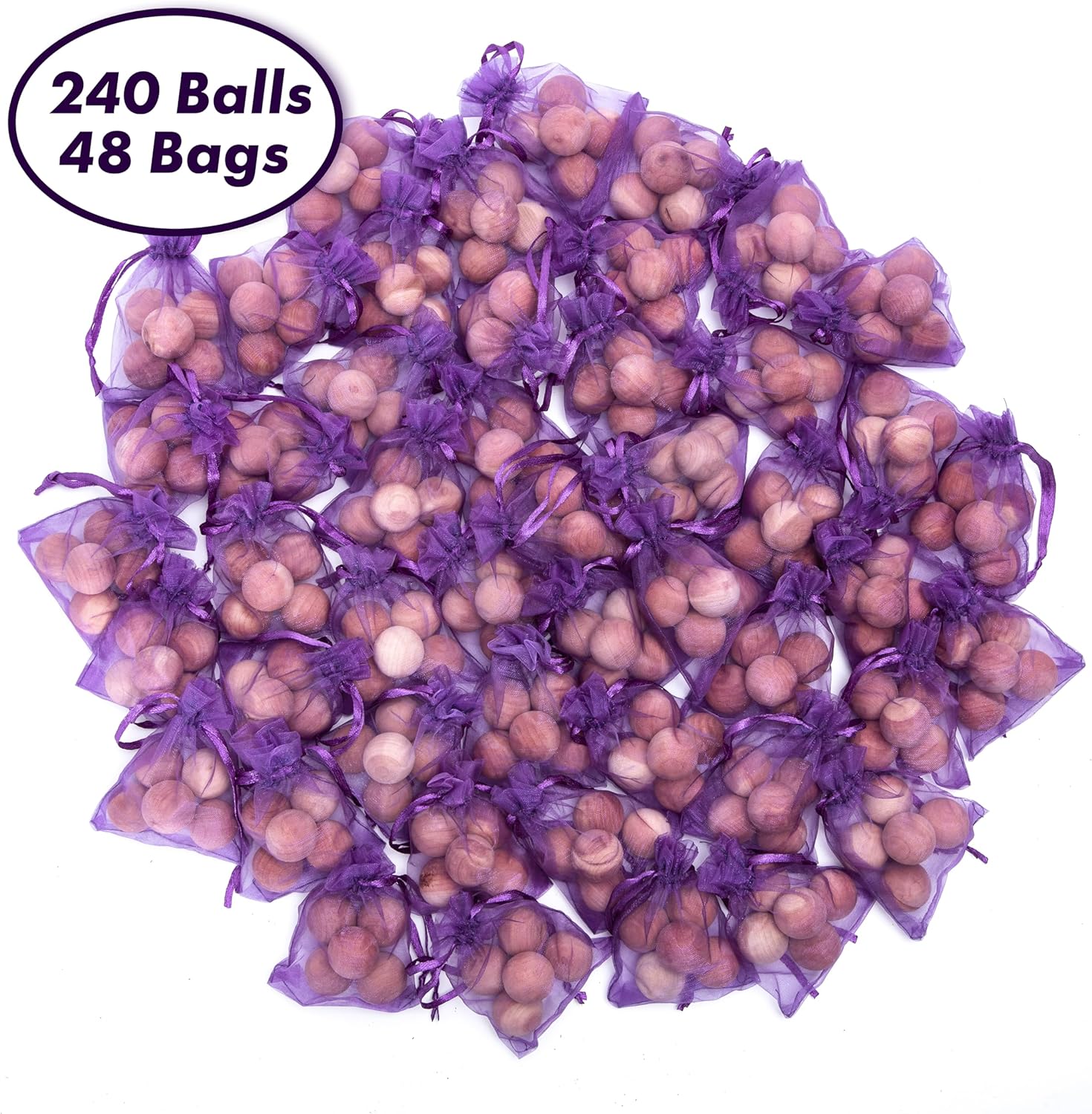 240 Pcs Cedar Balls with Satin Bags for Home Fragrance