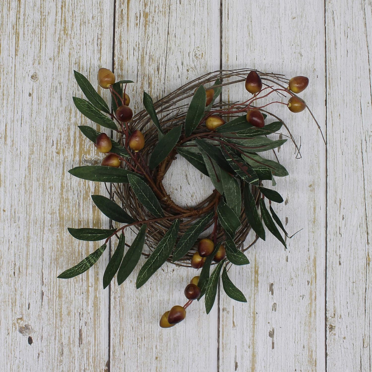 Rustic Country Artificial Olive Wreath 9 Inch