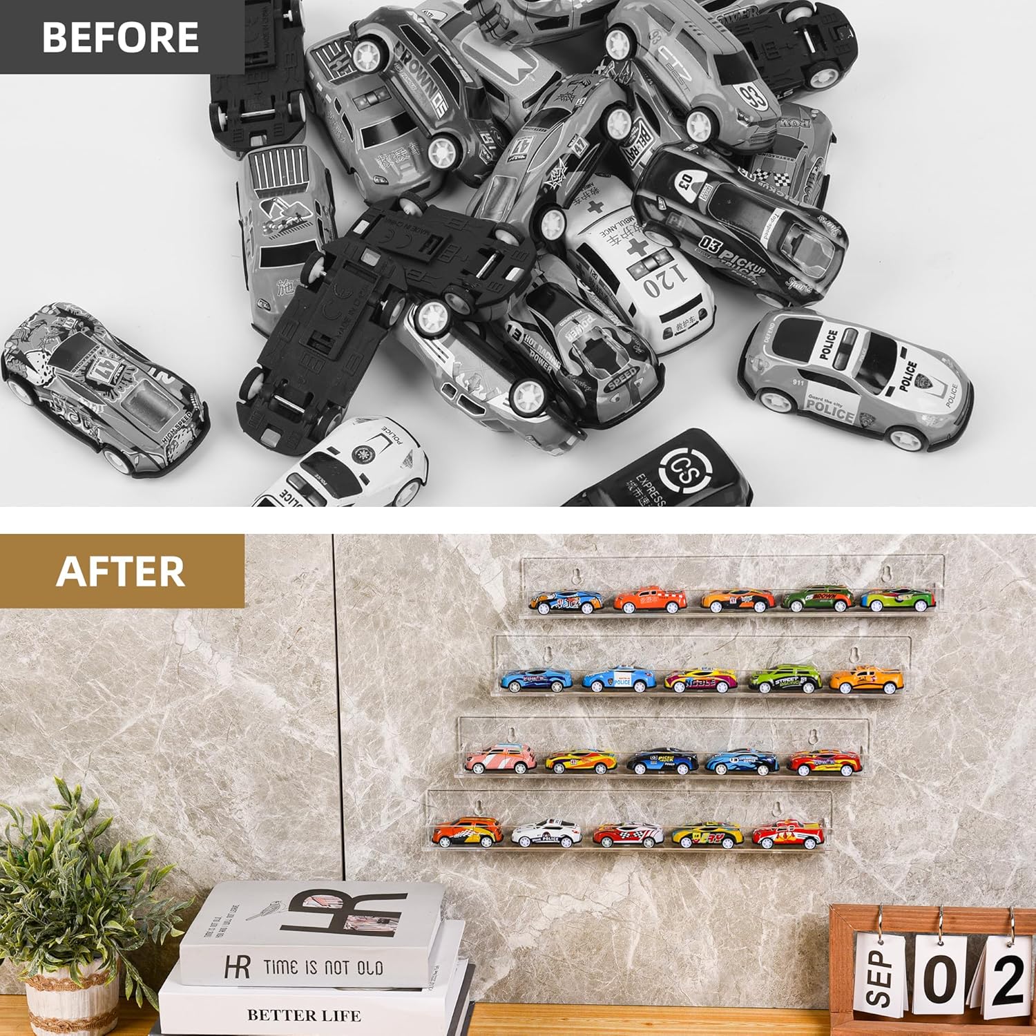 4-Pack Acrylic Display Rack for Hot Wheels and Collectibles