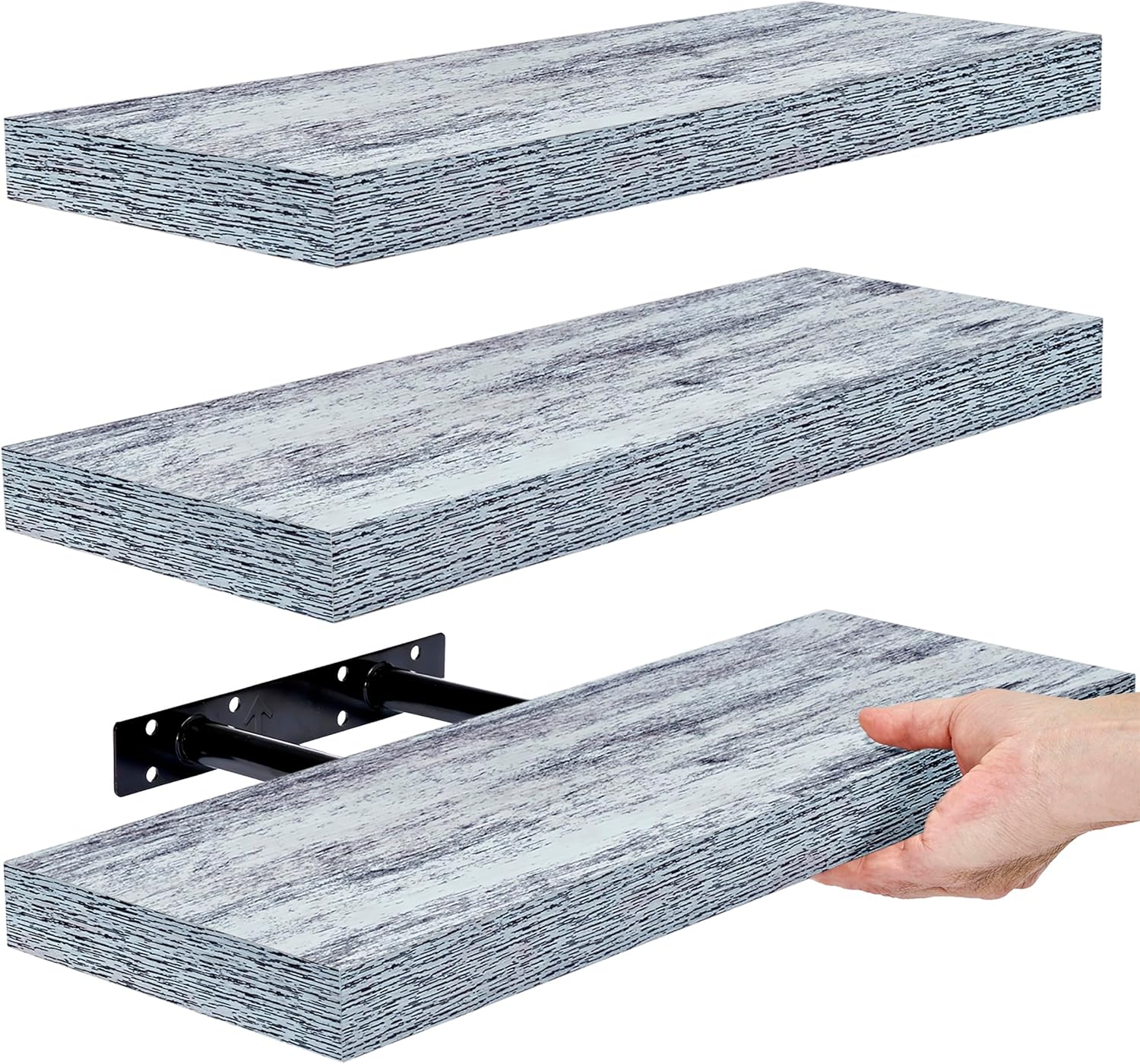 Sorbus Floating Shelves 3 Pack 16 Inch Blue Wall Shelves