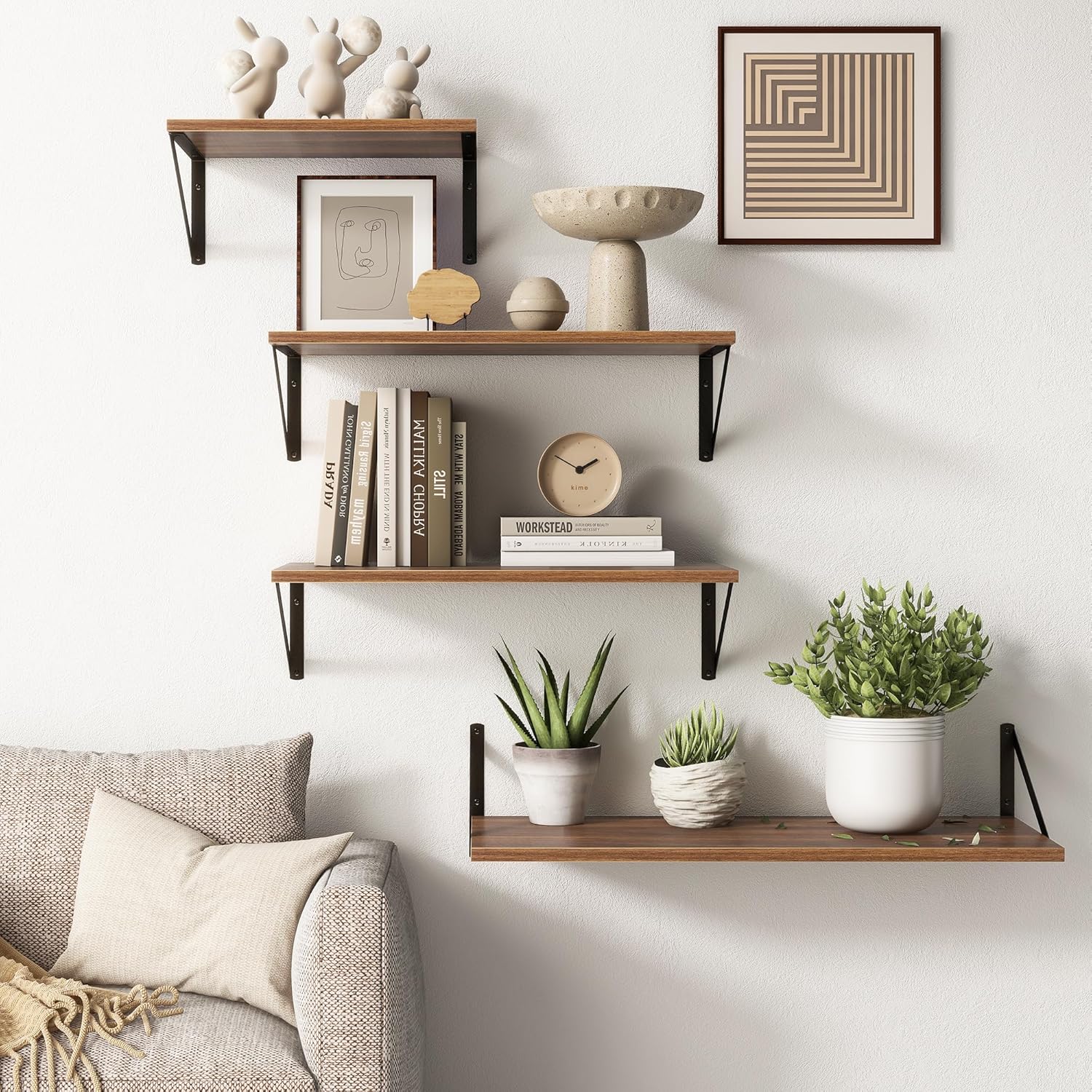 Fun Memories 2 Piece 16x10 Inch Walnut Floating Shelves Set