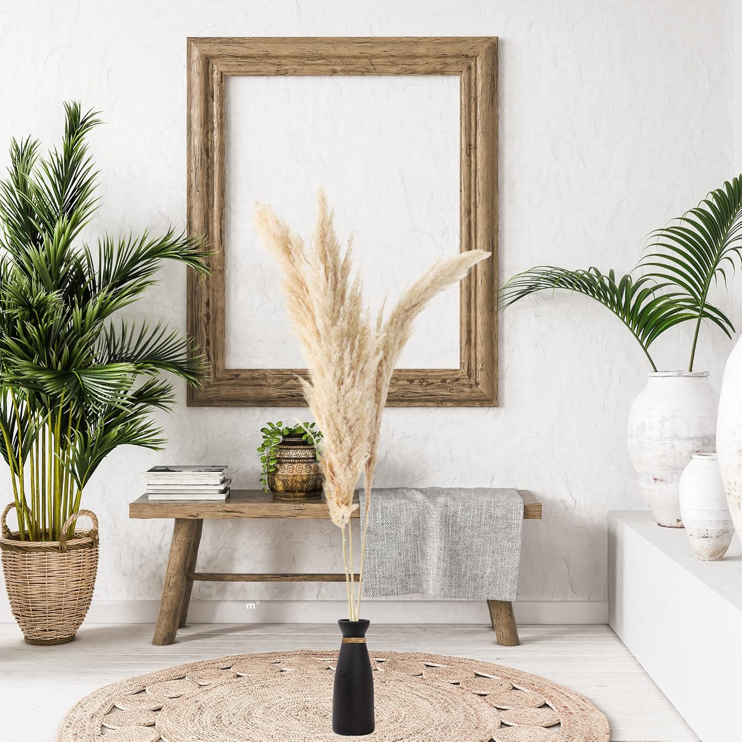 WZ WOODZIA Black Ceramic Vase for Pampas Grass