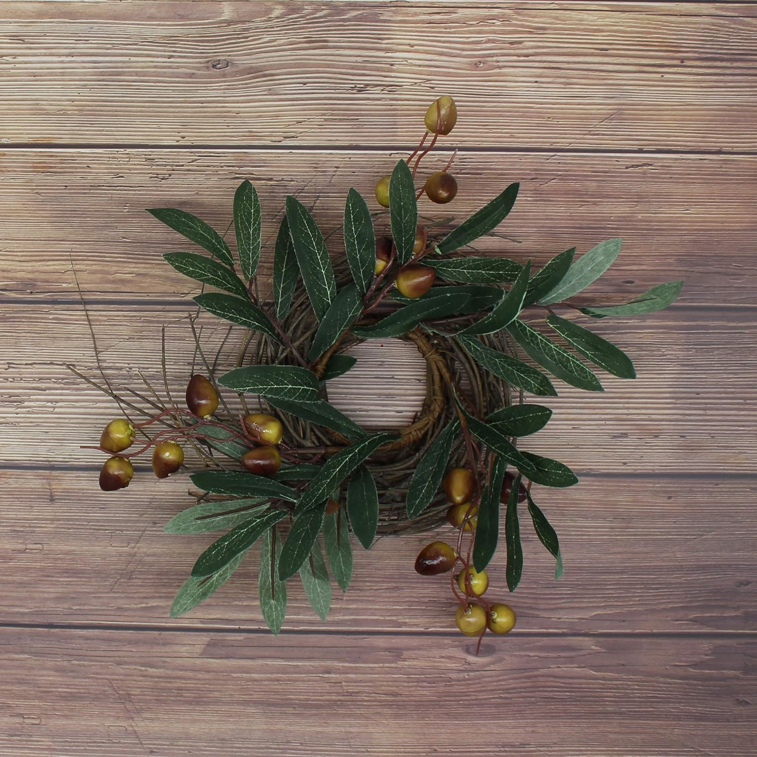 Rustic Country Artificial Olive Wreath 9 Inch