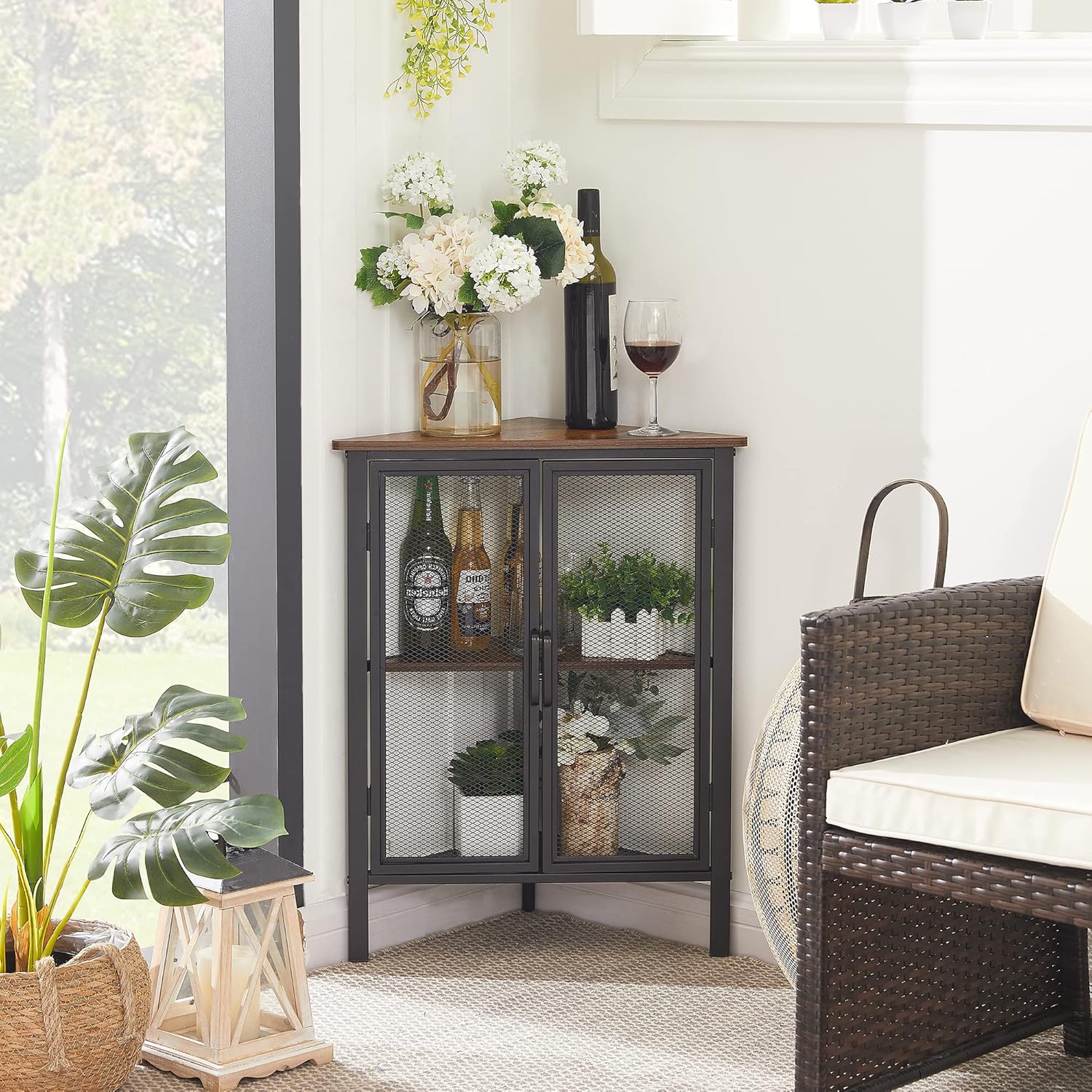 VECELO 3-Tier Corner Shelf Organizer with Door