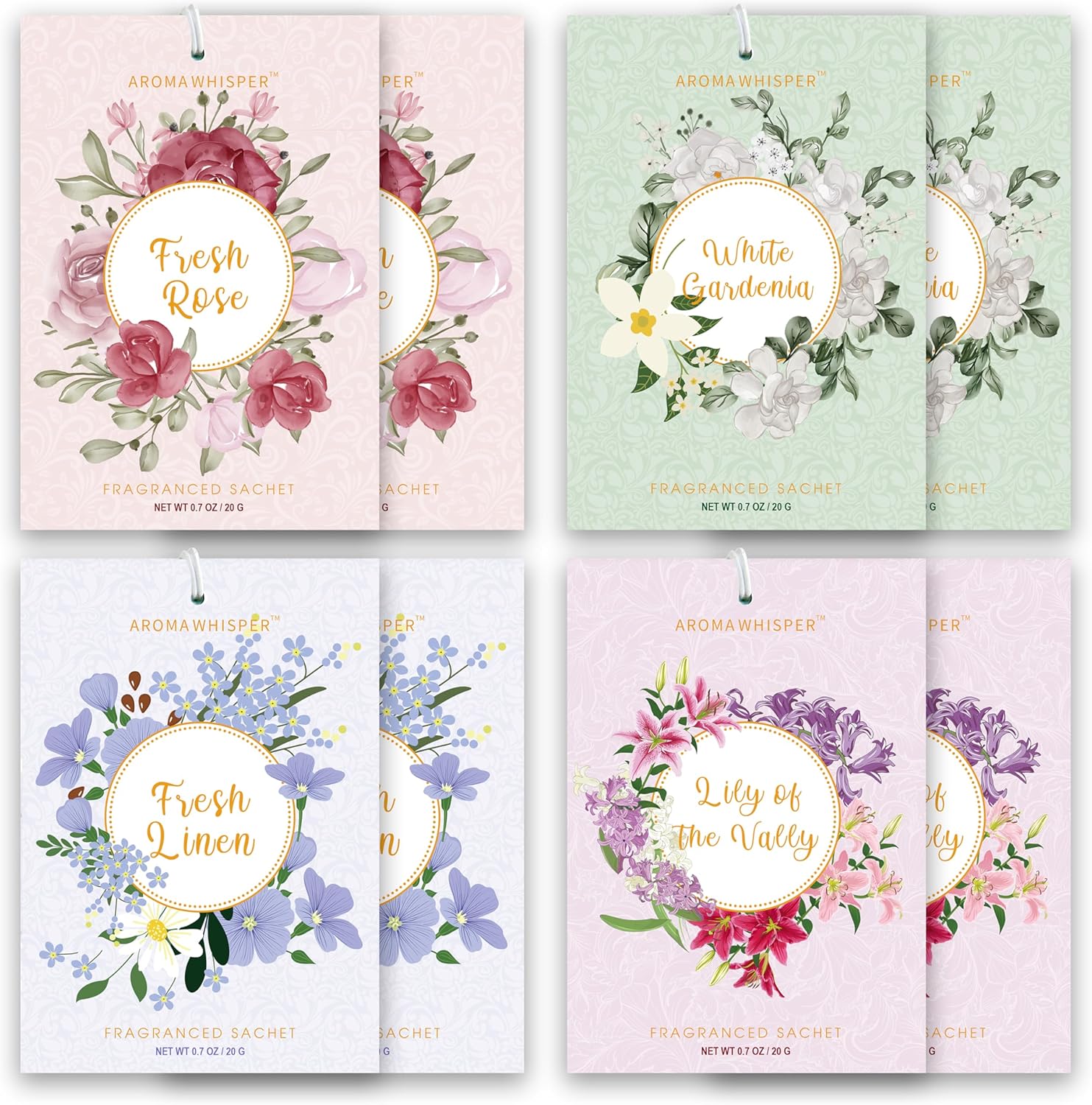 4 Scents 8 Pack Scented Sachets for Home