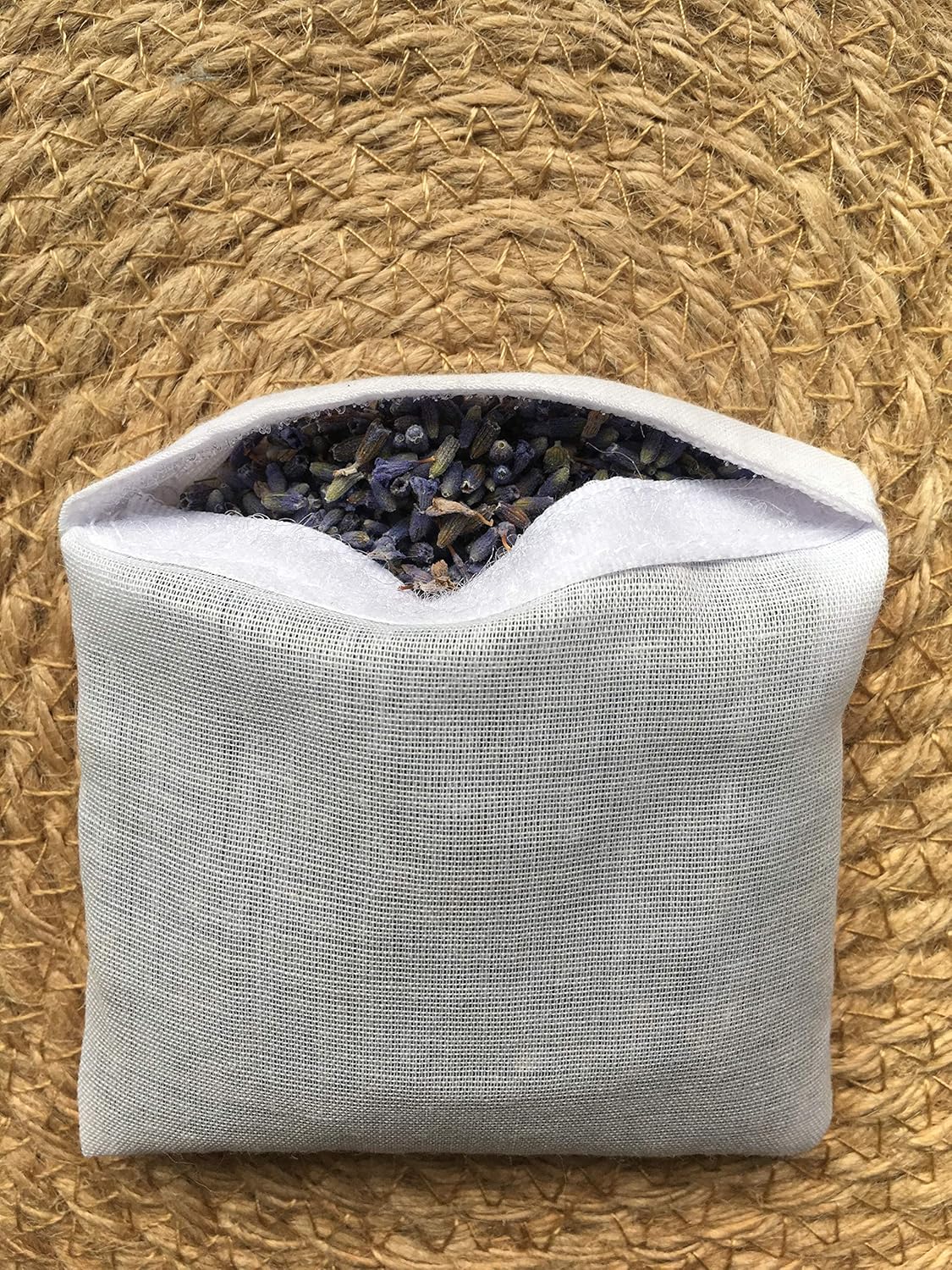 Hand Embroidered Lavender Pillow Sachet Bag Set of 3 Natural Linen