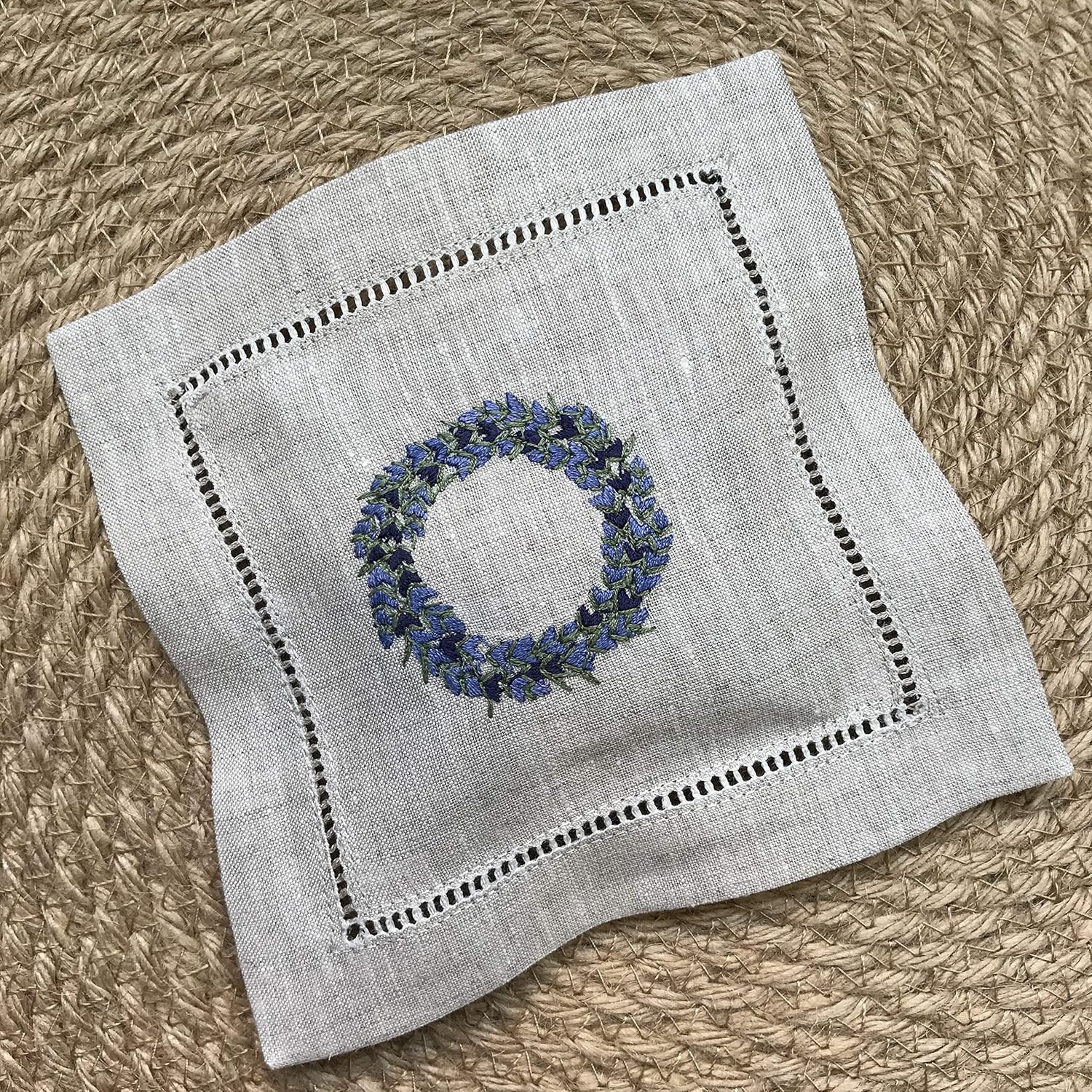 Hand Embroidered Lavender Pillow Sachet Bag Set of 3 Natural Linen