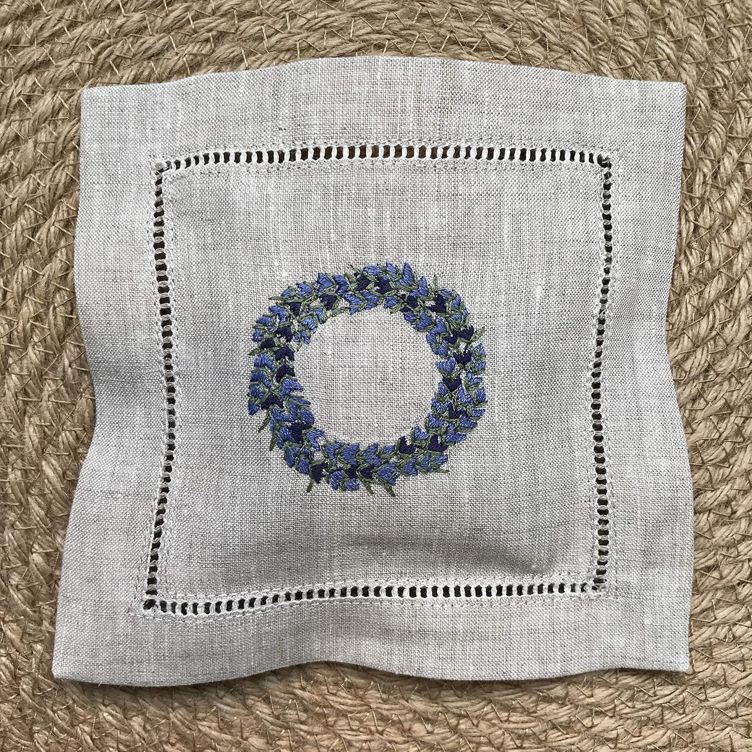 Hand Embroidered Lavender Pillow Sachet Bag Set of 3 Natural Linen